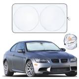 EcoNour Car Windshield Sun Shade | Reflective Sunshade for Ultimate Protection | Overlapping Design | 240T Polyester | Fits Small Sedans, Mini SUVs, Hatchbacks | Medium (64x32 inches)