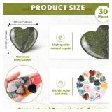 Nuenen 30 Pcs Heart Shape Crystals Bulk Gemstone Heart Stones 1.2 Inch Quartz Love Pocket Palm Hearts Bulk for Christmas Stress Relief(Classic Color)