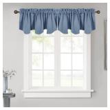 NICETOWN Valance for Small Window - Rod Pocket Short Blackout Curtain Valance Thermal Insulated Window Tiers for Kitchen/Loft/Office/Thanksgiving, 52" W x 18" L, 1 Panel, Stone Blue