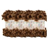 4 skn/Ball Alize Puffy Baby Big Loop Blanket Yarn 100% Micropolyester Soft Yarn 400gr 39.3 yds (321- Coffee Mocha)