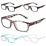 Gaoye 5-Pack Reading Glasses Blue Light Blocking,Spring Hinge Readers for Women Men Anti Glare Filter Lightweight Eyeglasses (#5-Pack Mix Color, 4.0)