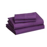 Amazon Basics Lightweight Super Soft Easy Care Microfiber 4-Piece Bed Sheet Set with 14-Inch Deep Pockets, Full, Plum, Solid