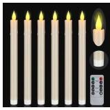 Flameless Taper Candles 6 Pack 10.6" Dripless Ivory Battery Operated Window Candles Included Remote Timer 400+ Hours by 2AA Batteries for Home Decor Halloween Christmas Wedding(Ivory,6 Pack)