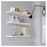 ISYOKE White Floating Shelves Set of 3 Wall Mounted Modern Floating White Shelf for Wall, Floating White Wall Shelf for Bathroom,Bedroom, Living Room,Kitchen