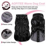 AOFITEE Winter Dog Coats, Warm Fleece Dog Jacket with Harness Built in Reflective Turtleneck Dog Coat, Back Zipper Dog Cold Weather Coats Waterproof Dog Snow Jacket for Small Medium Large Dogs