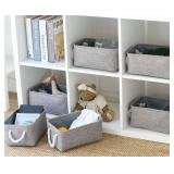 TheWarmHome Storage Bins for Shelves - 11.8x7.9x5.2 inch Grey Small Storage Baskets for Organizing, Fabric Storage Cubes Closet Organizer for Home Nursery Gift Decorative (Gray)