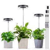 LORDEM Grow Light, Full Spectrum LED Plant Light for Indoor Plants, Height Adjustable Growing Lamp with Auto On/Off Timer 4/8/12H, 4 Dimmable Brightness, Ideal for Small Plants, 3 Packs of Black