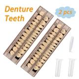 56 Pcs False Teeth Dental Complete Acrylic Resin Denture Teeth, 2 Set Whole Teeth Synthetic Polymer Denture Tooth, 23 Shade A3 Upper + Lower Dental Materials for Replacement, DIY, or Halloween