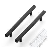 Ravinte 5 Pack Matte Black Cabinet Pulls 6-1/4 inch Black Cabinet Handles Kitchen Pulls for Cabinets with Mounting Template 8-4/5 inch Overall Length