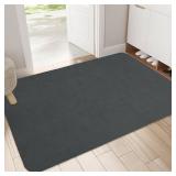 YOFTLUJU Ultra Thin Door Mat Indoor 32" x 48" Non Slip Absorbent Resist Dirt Entrance Mat, Washable Front Door Mat, Low Profile Inside Floor Mat Doormats for Entryway, Dark Grey