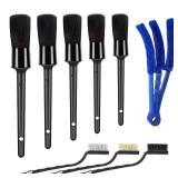 HMPLL 9pcs Auto Car Detailing Brush Set Car Interior Cleaning Kit includes 5 Soft Premium Detail Brush, 3 Wire Brush & 1 Vent Cleaning Brush for Cleaning Interior, Dashboard, Engines, Leather, Wheel