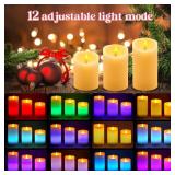 ALED LIGHT Rechargeable Candles Flickering with Remote,Flameless Candles Built-in Rechargeable Battery,RGB&Warm White Real Wax LED Candles for Home Decoration,Christmas,Party