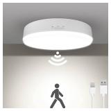 Rechargeable Motion Sensor Light Indoor, 7.4 inch Closet Lights Motion Sensored with 300LM, 7000mAh, 3000K/5000K, Battery Powered Ceiling Light for Closet Stair Pantry Bathroom Hallway Shed Garage