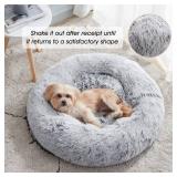 WESTERN HOME WH Calming Dog & Cat Bed, Anti-Anxiety Donut Cuddler Warming Cozy Soft Round Bed, Fluffy Faux Fur Plush Cushion Bed for Small Medium Dogs and Cats (20"/24"/27"/30")