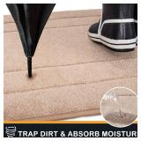 PURRUGS Dirt Trapper Door Mat 24" x 35.5", Non-Slip/Skid Machine Washable Entryway Rug, Dog Door Mat, Super Absorbent Welcome Mat for Muddy Wet Shoes and Paws, Beige