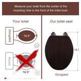 Elongated Toilet Seat Molded Wood Toilet Seat with Quietly Close and Quick Release Hinges, Easy to Install also Easy to Clean by Angol Shiold (Elongated, Dark Brown)