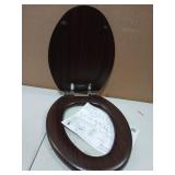 Elongated Toilet Seat Molded Wood Toilet Seat with Quietly Close and Quick Release Hinges, Easy to Install also Easy to Clean by Angol Shiold (Elongated, Dark Brown)