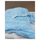 A Nice Night Kids Sleeping Bag, Slumber Bag & Nap Mat for Toddlers, with Faux Fur Kids Sleeping Blanket, Ideal for Daycare and Preschool, Blue