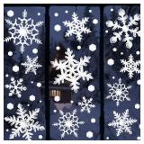 Ivenf Christmas Decorations Indoor, 8 Sheets Extra Large Snowflakes Window Clings for Glass Windows, Realistic White Crystal Snowflakes Christmas Decor for Home Office, Xmas Holiday Party Supplies