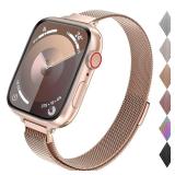 Compatible with Apple Watch Band 38mm 40mm 41mm 42mm 44mm 45mm 49mm, Stainless Steel Slim & Thin Milanese Magnetic Clasp Strap Women and Men Replacement Band for iWatch Series SE 9 8 7 6 5 4 3 2 1