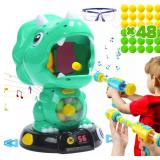 EagleStone Moveable Dinosaur Shooting Toys for Kids, Triceratops Dino Shooting Games with 2 Gun, 48 Balls, LCD Score Record, for Boys and Girls, Party Favor for Indoor and Outdoor