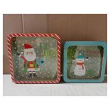 Plum Designs 2 Christmas Cookie Tins- Christmas Cookie Tins with Lids for Gift Giving, Christmas Tins Holiday Cookie Boxes, Christmas Tins for Cookies and Gifts (Joyous Christmas Tins)