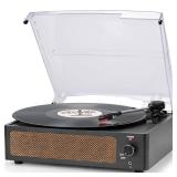 Vinyl Record Player with Speakers Vintage Turntable for Vinyl Records Belt-Driven Turntable Support 3-Speed, Wireless Playback, Headphone, AUX-in, RCA Line LP Vinyl Players for Sound Enjoyment Black