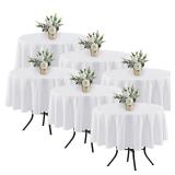 Fitable 6 Pack White Round Table Clothes - 70 Inches in Diameter - Stain Resistant and Washable Tablecloths, Polyester Fabric Table Covers for Wedding, Party, Banquet, Gathering