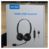 USB Headset with Microphone for PC, Computer Headset with Mic, Wired Headset with USB-A & USB-C, Mute, in-Line Controls Call Center Headset for Work PC Laptop Office Phone Meeting Zoom Skype