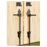 18" Heavy Duty Cane Bolt Gate Drop Rod Hardware Ground Latch for Wood PVC Vinyl Metal Fences Gates, Double Doors, Black Solid Steel -2 Pack