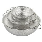 HÃLM 3-Piece Stainless Steel Mesh Micro-Perforated Strainer Colander Set (1-Quart, 2.5-Quart and 4.5-Quart)