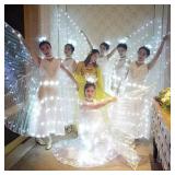 GEZICHTA LED Isis Wings Glow Light Up Belly Dance Costumes with Sticks Performance Clothing Carnival Halloween, Large LED Belly Dance Wings Wings Glow Light Up Belly(White), free size