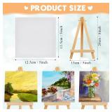 Mini Canvases with Easel Sets for Painting Small Art Stretched Canvases Panels Pack with Wood Display Easel for Kids Acrylic Pouring Oil Paint Water Color Back to Shcool Supplies(32 Pack,5 x 5 Inch)