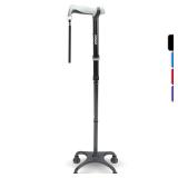 REHAND Quad Cane, Foldable Walking Cane for Men & Women with 4-Pronged Base for Extra Balance & Stability-Adjustable, Lightweight, Collapsible, Walking Stick for Right or Left Handed Seniors & Adults