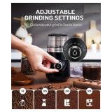 SHARDOR Adjustable Coffee Grinder Electric, Herb Grinder, Spice Grinder, Coffee Bean Grinder, Espresso Grinder with 2 Removable Stainless Steel Wet and Dry Bowl, Black