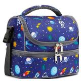 FlowFly Kids Double Decker Cooler Insulated Lunch Bag Large Tote for Boys, Girls, Men, Women, With Adjustable Strap, Astronaut