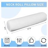 AAAini Neck Roll Pillow, Cervical Roll Pillow with Liner and Washable Zippered Cover, Round Neck Pillows, Bolster Pillow for Sleeping, Ideal Cylinder Pillow for Spine, Neck and Back - White