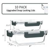 [10-Pack] Glass Meal Prep Containers with Lids, MCIRCO Food Storage Containers with Snap Locking Lids, Airtight Lunch Containers, Microwave, Oven, Freezer and Dishwasher