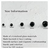 YUEXIGO 400pcs 4mm Round Crystal Glass Beads for Jewelry Making, Faceted Crystal Glass Bead Spacer Beads Loose Beads for Bracelet Earring Necklace DIY Craft(Black)