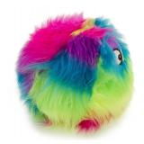 goDog Furballz Squeaky Plush Ball Dog Toy, Chew Guard Technology - Rainbow, Medium