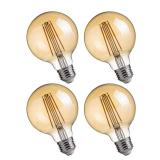 FLSNT G25 Dimmable Globe LED Edison Bulbs, 5000K Daylight Decorative LED Spiral Filaments Light Bulbs, 40W Equivalent, E26 Base, 160LM, 90+ High CRI, Smoky Grey Glass, 4 Pack