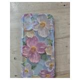 sheheme for iPhone 16 Plus Case [with 9H Screen Protectors] Wave Bumper Colorful Oil Painting Flowers Print Blue Glossy Soft TPU Phone Case Cover for Girls Women,Green Daisy