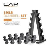 CAP Barbell 150 LB Coated Hex Dumbbell Weight Vertical Rack, Red, New Edition