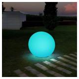 infray 12-Inch LED Ball Light, Solar Rechargeable Globe Light Color Changing Solar Globe Lamp IP67 Waterproof Outdoor Garden RGB Orb Light for Patio Pool Yard Bar Party Decorative Lighting