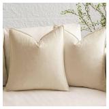 MIULEE Pack of 2 Beige Pillow Covers 20x20 Inch Decorative Couch Throw Pillow Covers Spring Linen Cushion Covers Set Modern Farmhouse Home Decor for Sofa Living Room Bed