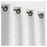 White Geometric Trellis Jacquard Curtain Panel Diamond Pattern Grommet Top Light Filtering Window Drapes for Bedroom/Living Room, Cream White, 50"x95", 2 Panel