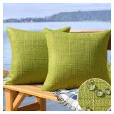 MIULEE Outdoor Waterproof Throw Pillow Covers Decorative Farmhouse Water Resistant Cushion Covers for Tent Patio Garden Couch Sofa Pack of 2, 18x18 Inch Yellow