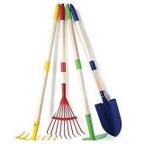 Play22 Kids Garden Tool Set Toy 4-Piece - Shovel Rake Hoe Leaf Rake Wooden Gardening Tools for Kids Best Outdoor Toys Gift for Boys and Girls