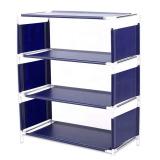 DOUBLE A IRON Shoe Storage Organizer Rack, 4-Tier Stackable Free Standing Shoe Shelf for 8 Pairs of Shoes ( Include Safety Work Gloves ) for Small Spaces- Blue