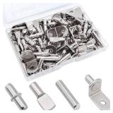 104Pcs Shelf Pins Kit,4 Styles Nickel Plated Shelf Support Pegs,Bookshelf Pegs for Shelves,Cabinet Shelf Bracket Pegs Shelf Pins Holders for Kitchen Furniture & Closet ( 5mm & 1/4inch )